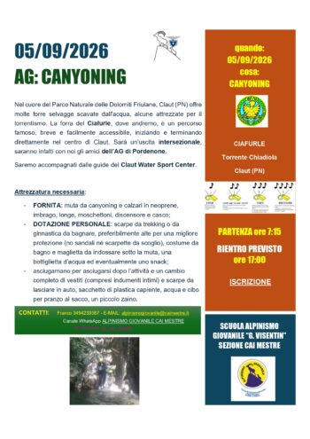 20260905 AG uscita Canyoning Locandina Bis